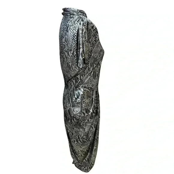 Shiny Snakeskin 80's Dress - Black and Silver Size 7/8 - Picture 4 of 6